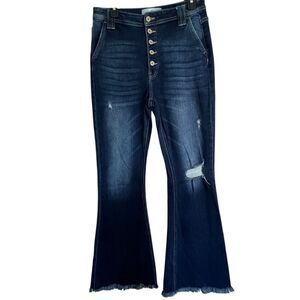 Kancan Sian High Rise Flare Bootcut Button Fly Women’s Dark Blue Jeans Sz 9/28